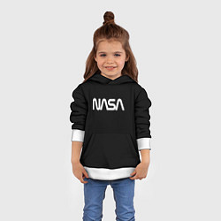 Толстовка-худи детская Nasa white logo, цвет: 3D-белый — фото 2