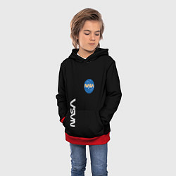 Толстовка-худи детская NASA logo usa space, цвет: 3D-красный — фото 2