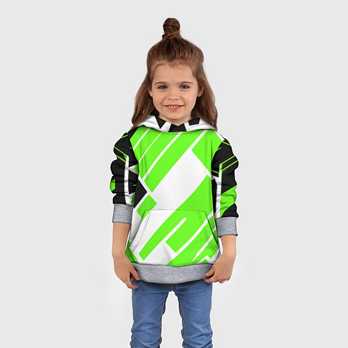 Детская толстовка Зелёные широкие линии на белом фоне / 3D-Меланж – фото 4