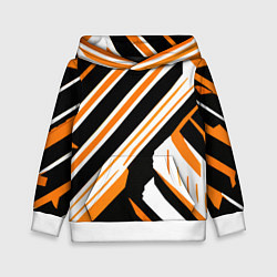 Детская толстовка Чёрно-оранжевые полосы на белом фоне