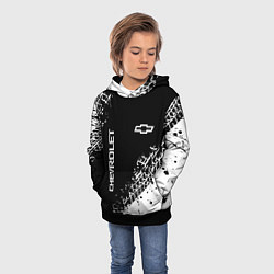 Толстовка-худи детская Шевроле: следы от шин, цвет: 3D-черный — фото 2
