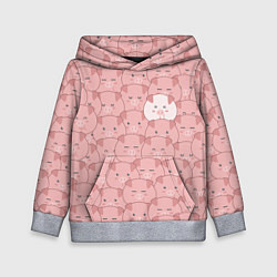 Толстовка-худи детская Свинки паттерн, цвет: 3D-меланж