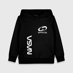 Толстовка-худи детская Nasa space logo white, цвет: 3D-черный