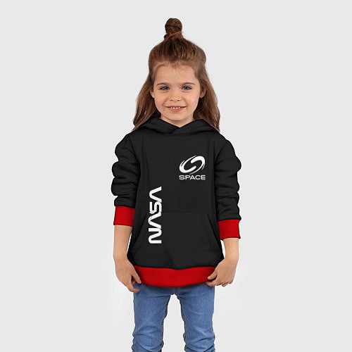 Детская толстовка Nasa space logo white / 3D-Красный – фото 4