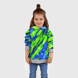 Толстовка-худи детская Сине-зеленые наклонные блоки, цвет: 3D-меланж — фото 2