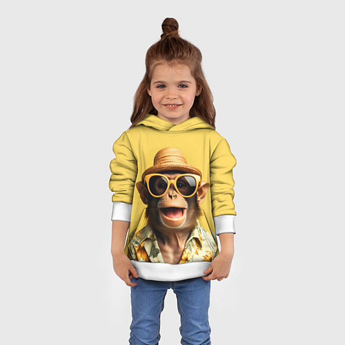 Детская толстовка Обезьяна в шляпе / 3D-Белый – фото 4