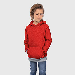 Толстовка-худи детская Красный однотонный текстурованный, цвет: 3D-меланж — фото 2