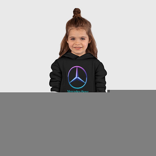 Детская толстовка Mercedes neon logo / 3D-Белый – фото 4