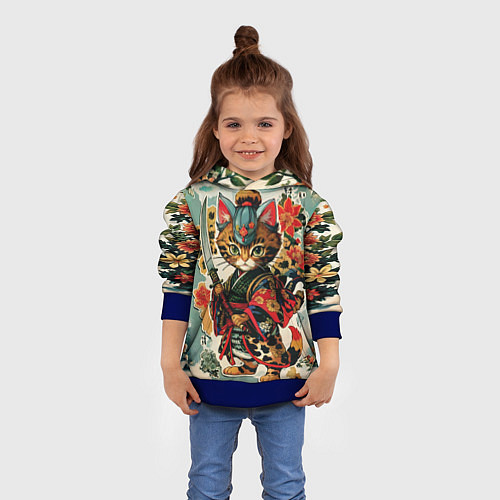 Детская толстовка Якудза самурай кот с мечом / 3D-Синий – фото 4