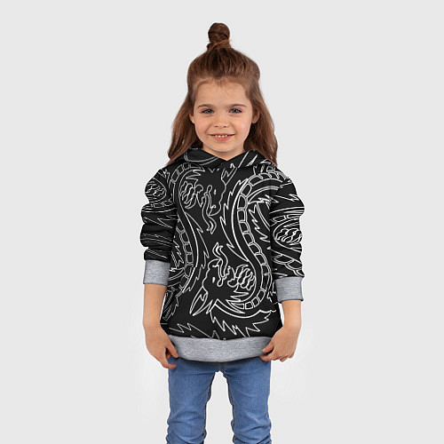 Детская толстовка Драконы татуировки самураи / 3D-Меланж – фото 4