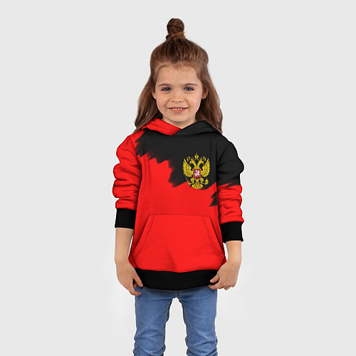 Детская толстовка Россия красные краски / 3D-Черный – фото 4