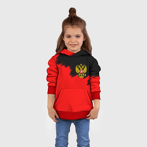 Детская толстовка Россия красные краски / 3D-Красный – фото 4