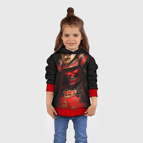 Детская толстовка Демон самурай Они - красный / 3D-Красный – фото 4