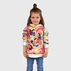 Толстовка-худи детская The cat eats noodles, цвет: 3D-белый — фото 2