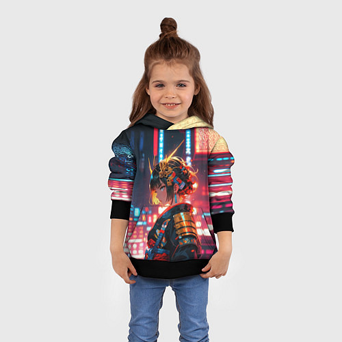 Детская толстовка Девушка-самурай / 3D-Черный – фото 4