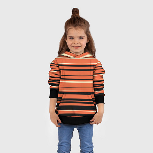 Детская толстовка Оранжевый полосами / 3D-Черный – фото 4