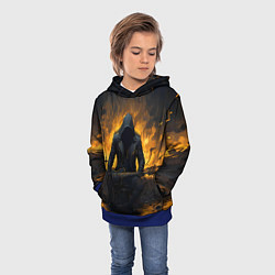 Толстовка-худи детская Гитарист играющий в пламени, цвет: 3D-синий — фото 2