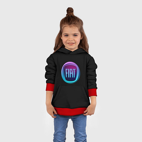 Детская толстовка FIAT logo neon / 3D-Красный – фото 4