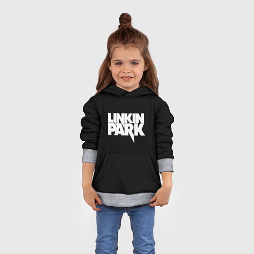 Детская толстовка Lnkin park logo white / 3D-Меланж – фото 4