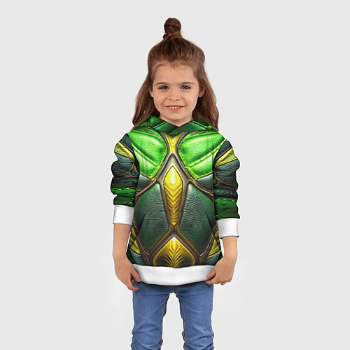 Детская толстовка Зеленый текстурный костюм из кожи / 3D-Белый – фото 4