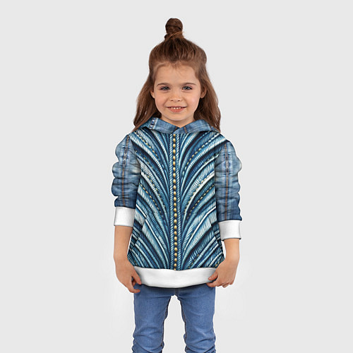 Детская толстовка Вышивка линий на джинсах / 3D-Белый – фото 4