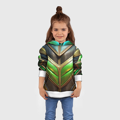 Детская толстовка Футуристичная объемная текстура из кожи / 3D-Белый – фото 4