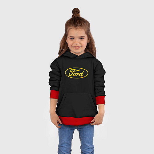 Детская толстовка Ford logo yellow / 3D-Красный – фото 4