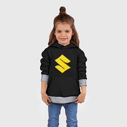 Толстовка-худи детская Suzuki logo yellow, цвет: 3D-меланж — фото 2