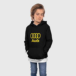 Толстовка-худи детская Audi logo yellow, цвет: 3D-белый — фото 2