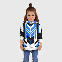 Толстовка-худи детская Blue and black stripes on a white background, цвет: 3D-белый — фото 2