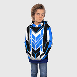 Толстовка-худи детская Blue and black stripes on a white background, цвет: 3D-синий — фото 2