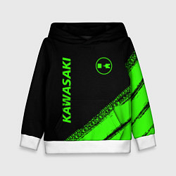 Толстовка-худи детская Kawasaki - logo, цвет: 3D-белый