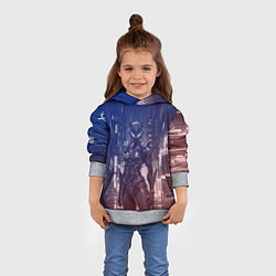 Толстовка-худи детская Девушка-киборг в футуристичной броне, цвет: 3D-меланж — фото 2