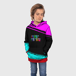 Толстовка-худи детская Among us neon colors, цвет: 3D-красный — фото 2