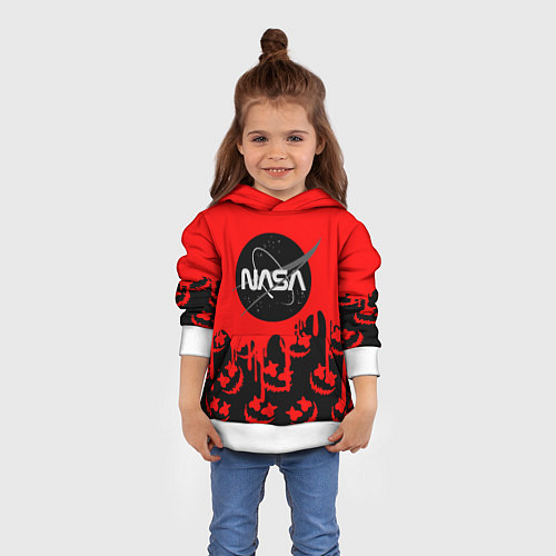 Детская толстовка Marshmello x Nasa red / 3D-Белый – фото 4