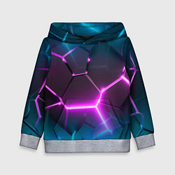 Детская толстовка Голубые и розовые неоновые плиты в разломе