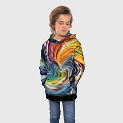 Толстовка-худи детская Красочная джинсовая воронка, цвет: 3D-черный — фото 2