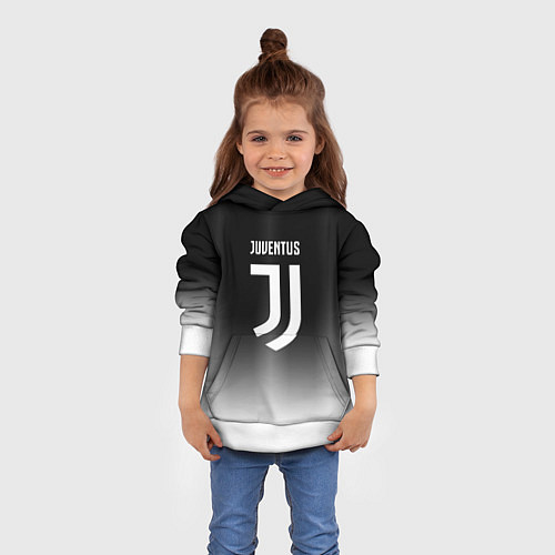 Детская толстовка Ювентус серый градиент / 3D-Белый – фото 4