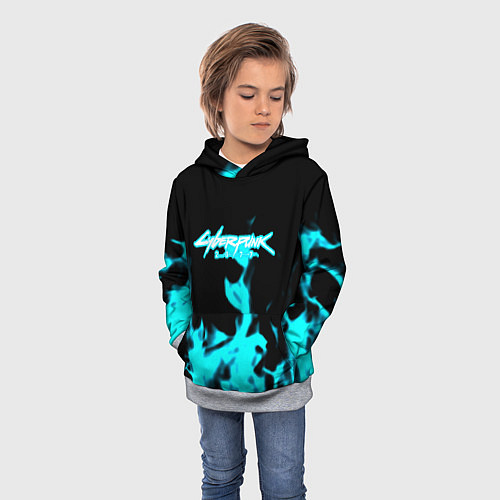 Детская толстовка Cyberpunk neon flame / 3D-Меланж – фото 3