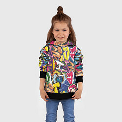 Толстовка-худи детская Буква т в граффити, цвет: 3D-черный — фото 2