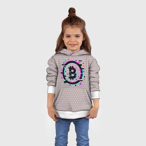 Детская толстовка Биткоин символ - сетка / 3D-Белый – фото 4