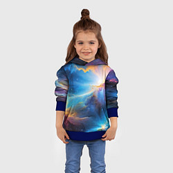 Толстовка-худи детская Космический пейзаж - галактики, цвет: 3D-синий — фото 2