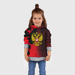 Толстовка-худи детская Россия герб патриотический стиль, цвет: 3D-меланж — фото 2