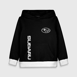 Толстовка-худи детская Subaru logo white, цвет: 3D-белый