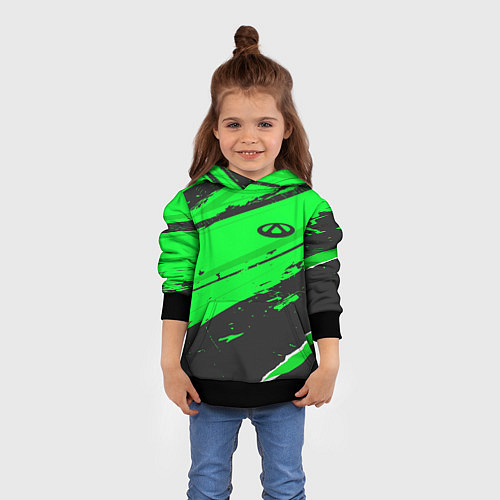Детская толстовка Chery sport green / 3D-Черный – фото 4