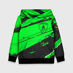 Толстовка-худи детская Lamborghini sport green, цвет: 3D-черный