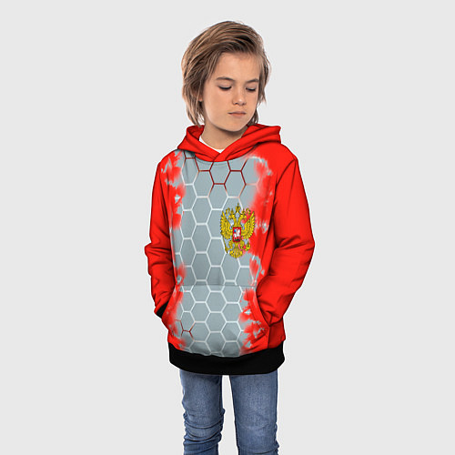 Детская толстовка Россия абстрактные соты / 3D-Черный – фото 3