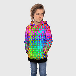 Толстовка-худи детская Переплетенные радужные ленты, цвет: 3D-черный — фото 2