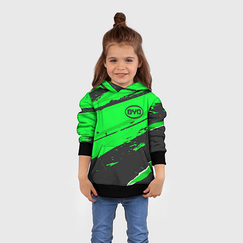 Детская толстовка BYD sport green / 3D-Черный – фото 4