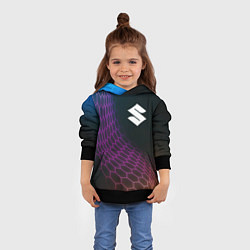 Толстовка-худи детская Suzuki neon hexagon, цвет: 3D-черный — фото 2
